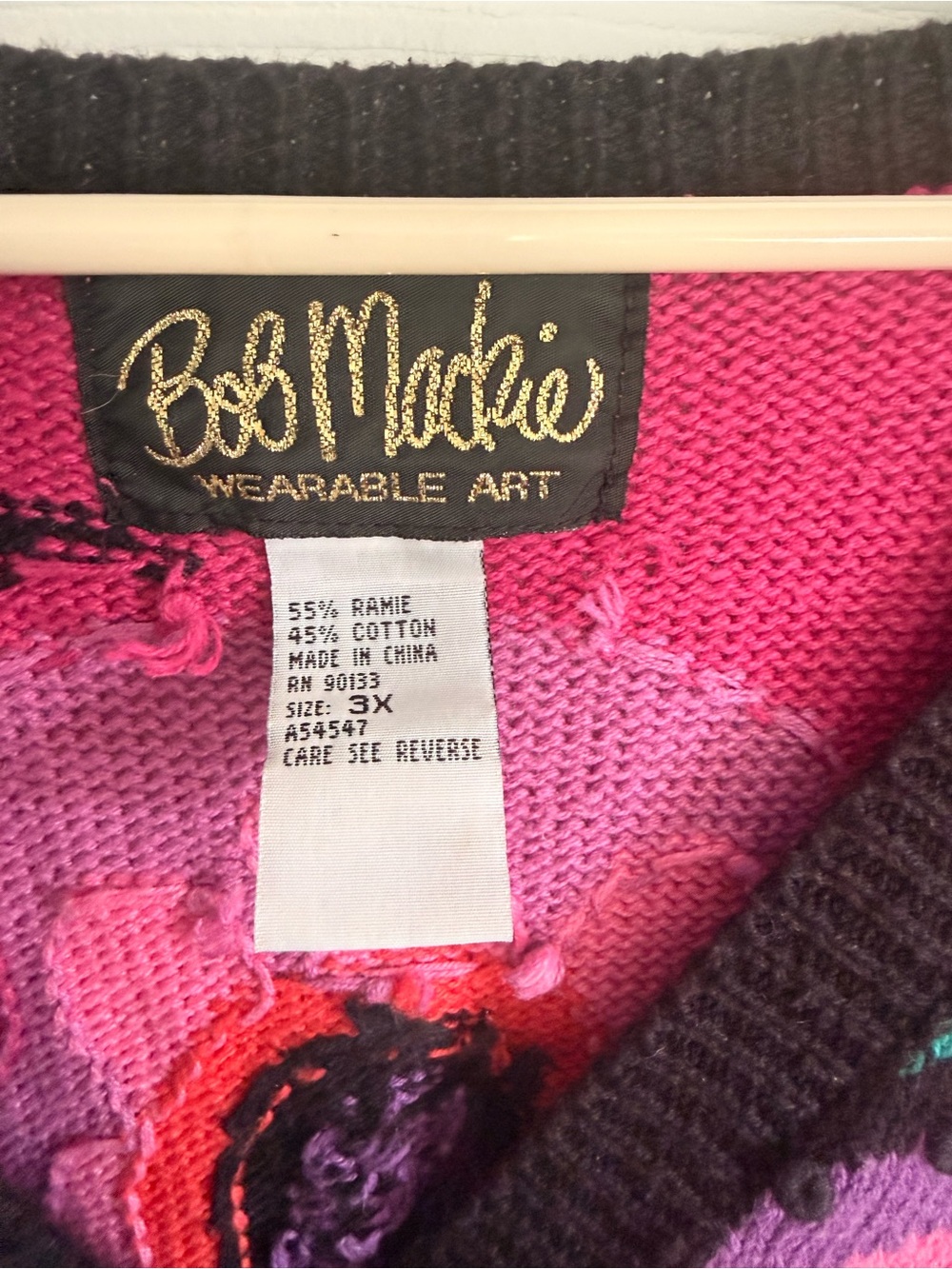 Bob Mackie Black Cardigan With Pink, Teal & Purple Floral Design View 3